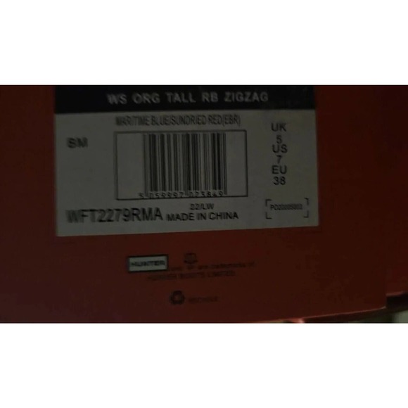 Hunter Original Rowing Plazer Tall Rb Zigzag In Maritime Blue Sundried Red 7 - Picture 12 of 12